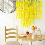 mizii 6Pcs Yellow Wisteria Hanging Flowers 48" Silk Wisteria Artificial Flowers Garland Vines Fake Hanging Flowers Decoration for Wedding Flower Wall Backdrop Centerpieces Party Room Decor (Yellow) - Image 5