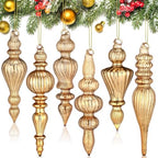 Soaoo 6 Pcs 6.3 in Rose Gold Mercury Glass Finial Christmas Ornaments by Soaoo
