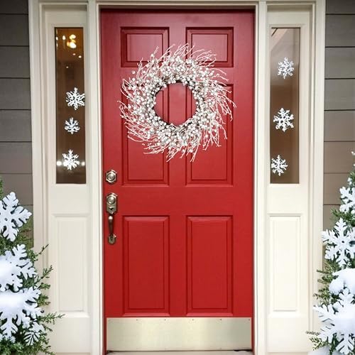 Winter Wreaths for Front Door 24 Inch Artificial Winter Wreath White Berry Wreath for Indoor Outdoor Window Wall Christmas Holidays - Image 4