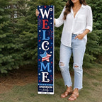 48x8" Custom 4th of July Welcome Porch Sign, Personalized Patriotic Porch Decor for Independence Day, Standing Welcome Sign for Front Door, PVC, Design 4 - Image 6