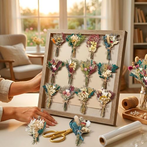 12/24PCS Handmade Dried Flower Bouquet with Stems Natural Dried Wildflowers 7.5 Inch Mini Dry Flowers for Vase Farmhouse Decor, Wedding Styling, Photography Props, Gift DIY(24pcs, Bright) - Image 4
