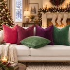 decorUhome Soft Chenille Burgundy Throw Pillow Covers 24X24 Set of 2 - Image 2