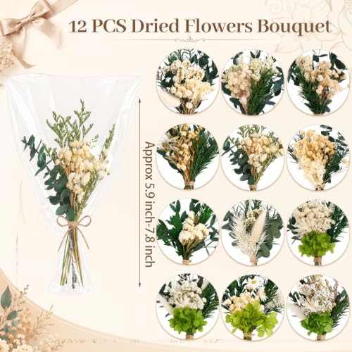12/24PCS Handmade Dried Flower Bouquet with Stems Natural Dried Wildflowers 7.5 Inch Mini Dry Flowers for Vase Farmhouse Decor, Wedding Styling, Photography Props, Gift DIY(12pcs, Eucalyptus) - Image 2