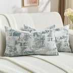 FUTEI Pack of 2 Faux Cashmere Throw Pillow Covers 12x20 Inch,Teal White by FUTEI
