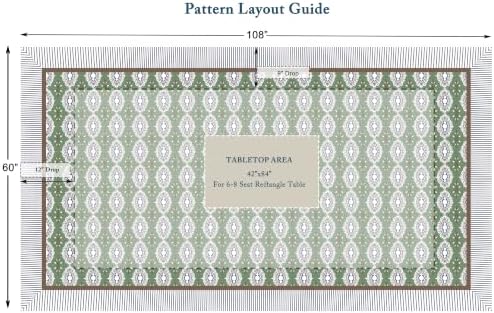Vintage Floral Rectangle Tablecloth 60x108 Inch Sage Mosaic - Image 3
