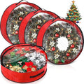 4 Pcs Christmas Wreath Storage Bag, Christmas Garland Storage Container with Clear Window, Zipper & Handle for Xmas Holiday Seasonal Wreath Garland Box(Red,36") by GliCraft