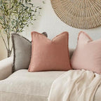 Foindtower Decorative Linen Fringe Throw Pillow Covers 20×20 Coral Pink - Image 5