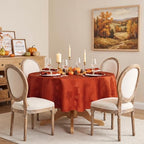 Softalker Fall Jacquard Round Tablecloth, 90 Inch Burnt Orange - Image 3