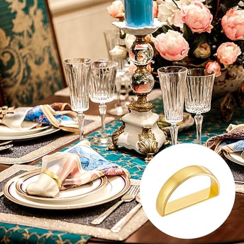 Gold Napkin Rings Set of 100, Metal Semicircle Napkin Holders Buckles for Dinner Wedding Parties Holiday Table Decoration, Kitchen Restaurant Modern Serviette Ring Holders - Image 3