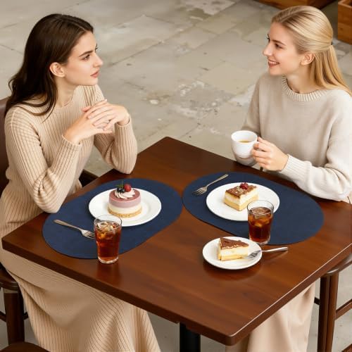 homing Heat Resistant Oval Placemats Set of 8, Navy - Image 7