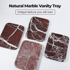 Marble Vanity Tray, 11.8in Stone Bathroom Tray for Countertop, Red Decorative Tray for Dresser Organizer, Luxury Serving Tray for Kitchen, Storage Dish for Kitchen Sink, Perfume, Jewelry Holder - Image 3