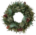 Balsam Hill Mixed Evergreen Window Christmas Wreath - 22" Traditional Greenery Wreath with Faux Candle & Battery-Operated LED Clear Lights for Indoor and Outdoor Holiday Decorating by BalsamHill
