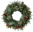 Balsam Hill Mixed Evergreen Window Christmas Wreath - 22" Traditional Greenery Wreath with Faux Candle & Battery-Operated LED Clear Lights for Indoor and Outdoor Holiday Decorating by BalsamHill