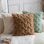 Yaertun Set of 2 Decorative Throw Pillow Covers Thick Plush Wool Throw Pillows Super Soft Luxury Faux Rabbit Fur Velvet Cushion Covers for Couch Sofa Bed Living Room 26x26 Inch Camel - Image 6