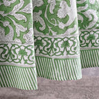 Ridhi Hand Block Print Round Tablecloth Sage Green 132 Inch 100% Cotton - Image 4