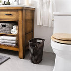 GRANNY SAYS Office Trash Can, Wicker Waste Basket for Bathroom, Dark Brown - Image 3