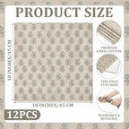 Mindsoft Set of 12 Floral Cloth Napkins Bluish Gray Linen Cloth Napkins - Image 3