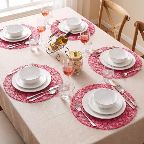 Threehoney Paper Braided Round Placemats, Set of 24, Rose Red, 13 in - Image 5