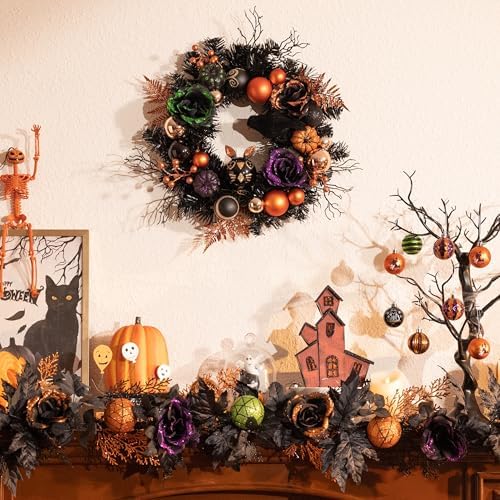 Valery Madelyn 24" Halloween Wreath with Lights for Front Door Party Decor - Image 4