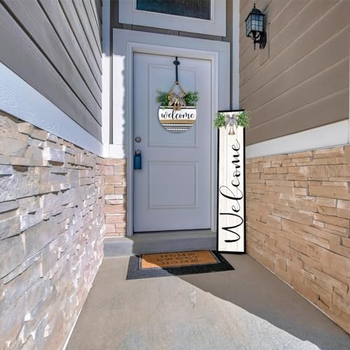 Welcome Sign for Front Porch Standing 45"X9" Large Outdoor Decor Rustic Vertical Leaner Wood Frame Porch Tall Welcome Signs for Farmhouse Outside Front Door Decorations (Black) - Image 3