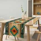 Aztec Southwest Table Runner, Teal Abstract Geometric Tribal Ethnic Native Vintage Pattern for Home Kitchen Table Decor Dining Coffee Room Party Decor 13x120in - Image 2