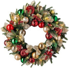 Balsam Hill Merry and Bright Christmas Wreath - 30" Festive Front Door Wreath with Ornaments, Gold Glitter Leaves & Battery-Operated LED Clear Lights for Indoor and Outdoor Holiday Decorating by BalsamHill
