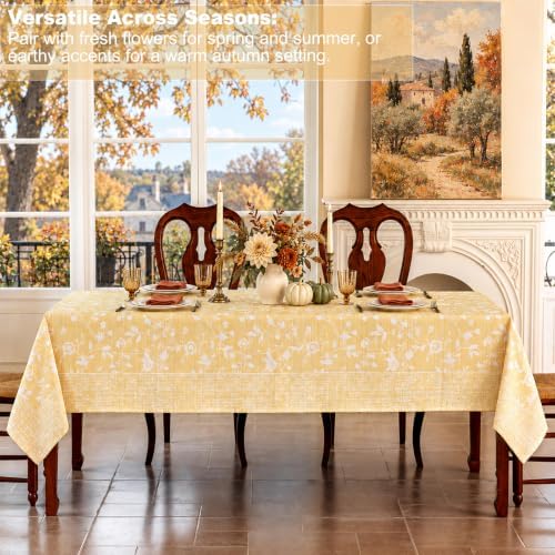 Midsummer Breeze Yellow Floral Farmhouse Tablecloth Rectangle 60x120 inch - Image 4