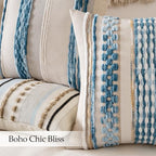 ANRODUO Boho Decorative Throw Pillow Covers Sky Blue Stripe 18x18 Pack of 2 - Image 5