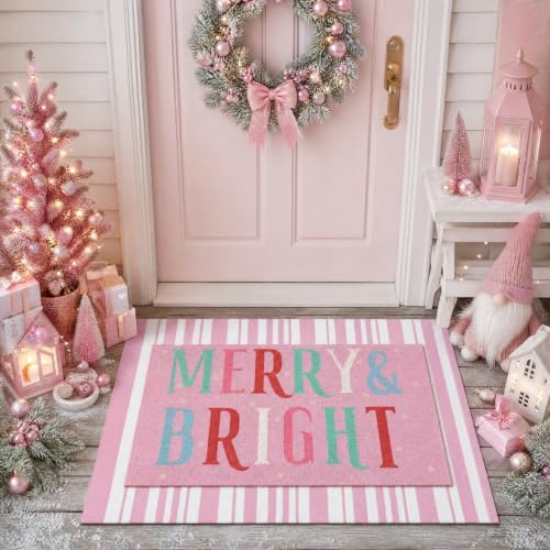 Tinideya 2 Pcs Christmas Layered Doormat Set, Merry Bright - Image 4