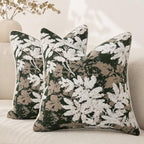 Set of 2 Chenille Throw Pillow Covers 18x18 Inches, Vintage Fall Maple Leaves Farmhouse Decor Cushion Covers Soft Autumn Decor for Sofa Living Room Bedroom Green by BOYSUM