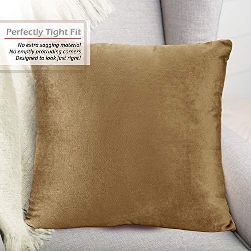 Nestl Throw Pillow Covers, Cozy Velvet Decorative Autumn Pillow Covers 22 x 22 Inches, Soft Solid Couch Pillow Covers for Sofa, Bed and Car, Set of 2 - Mocha Light Brown - Image 4