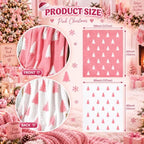 Buryeah Knit Throw Blanket, 50 x 60 Inch Reversible Knitted Throw Blanket, Cozy Soft Lightweight Gift for Couch Sofa Bed(Pink and White,Christmas Tree) - Image 3
