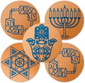 Cork Trivet Set 5 Pieces Used for Jewish Gifts, Hanukkah Decorations, Passover Hostess Gifts, Shabbat. Including Star of David, Dreidel, Hanukkah Menorah, Hamsa, Judaica Gifts by Old+City+Unltd.+