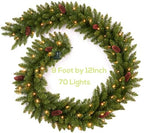 9 FT Christmas Garland Pre-lit 70 LED Lights Holiday Artificial Decor for Stairs Mantle Door Indoor Outdoor Garland with Battery Operated Timer - Image 6