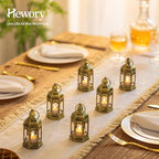 Hewory 20PCS Gold Mini Lanterns for Party Decoration, Remote LED Candles - Image 2