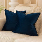 JUSPURBET 28x28 Velvet Decorative Throw Pillow Covers Set of 2,Navy by JUSPURBETHOME