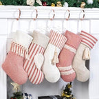 GEX Christmas Stockings 5 Pack for Family 20" Large Rustic Farmhouse Country Red Xmas Stockings with Tassels Hanging Ornament Decorations for Fireplace Xmas Season (Red, Set of 5) - Image 2