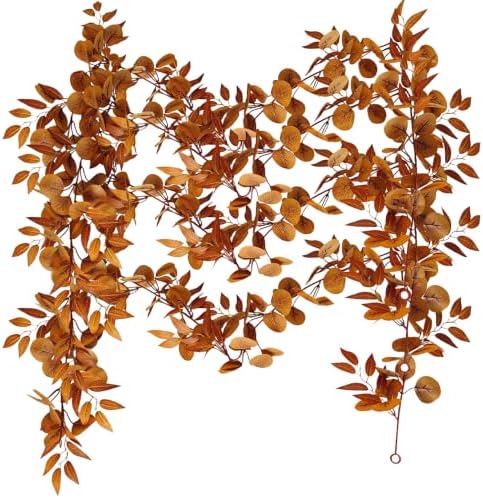 4Pack Artificial Eucalyptus Garland with Willow Leaves Faux Greenery for Wedding Backdorp Arch Wall Table Runner Decor (Fall) by Unknown