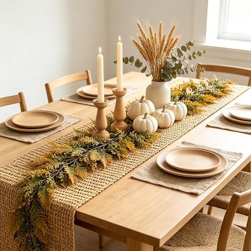 HipTree 6FT Artificial Fall Garland with Fern Eucalyptus Leaves for Mantle - Image 5
