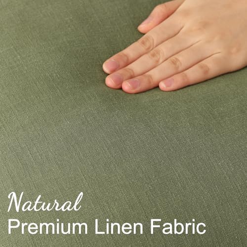 decorUhome Fall Olive Green Linen Throw Pillow Covers 20x20 Set of 2 - Image 3