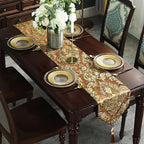 Caramel Table Runners 108 inches Long Vintage French Floral Chenille Cloths - Image 3
