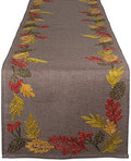 DII Fall Table Décor Embroidered Tabletop for Thanksgiving Dining, Table Runner, 14x108, Shimmering Leaves by DII