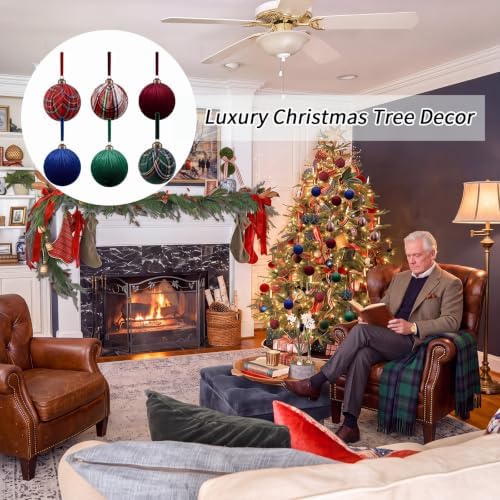 Gemscream 12 Pcs Classic Tartan Assorted Christmas Ornament Balls 3.15 Inch - Image 6