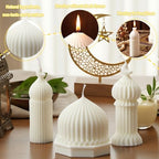 3 Pcs Eid Mubarak Candles Ramadan Decoration Ramadan Mosque Shaped Soy Wax Scented Candle for Eid Islamic Home Decor Gift, Halal Islamic Meditation Table Centerpiece Decor Festive Supplies(White) - Image 5