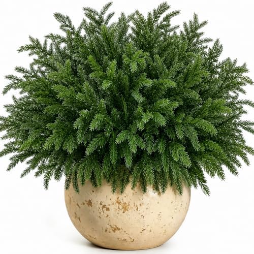 24 Bundles Artificial Norfolk Pine Stems, Real Touch Christmas Greenery by GeegoodsLLC