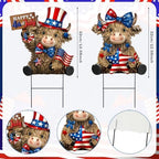 Amyhill 2 Pcs 4th of July Metal Outdoor Decor Garden Stakes Patriotic Highland Cow Welcome Yard Signs Decorations Red White Blue Garden Stakes for Independence Memorial Day Patio Lawn Walkway Outside - Image 3
