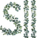 Sggvecsy 8 Pack Artificial Eucalyptus Garland Greenery Leaves Handmade 3D Silk Vines Silver Dollar Leaves Faux Leaf Plants for Wedding Wall Table Party Home Fireplace Bedroom Decor by Sggvecsy