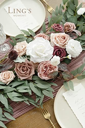 Ling's moment Dusty Rose Artificial Flower Garland Wedding Arch 6 FT - Image 3