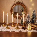 Mumufy 6 Pcs Pillar Candle Holders, Vintage Resin Candle Stands, Farmhouse Retro Table Centerpiece Candles Holders for French Country Decoration Home Wedding Party Living Room(Antique Gold) by Mumufy