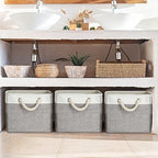 meekoo 8 Pack Fabric Storage Bins Baskets, 15 x 11 x 9.5 in, Gray White - Image 6